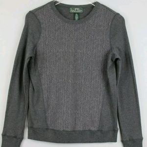 RL LAUREN ACTIVE Crewneck Printed Sweatshirt Size Large Gray EUC